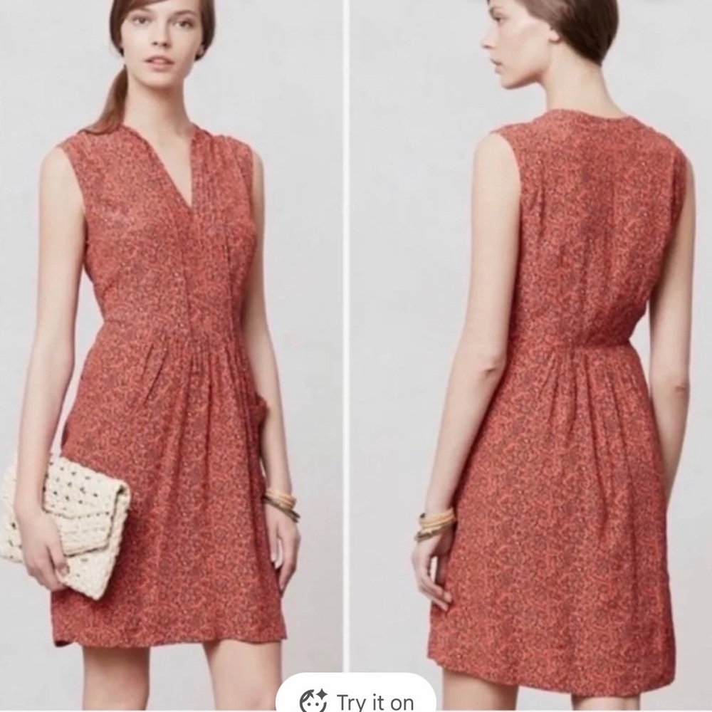 Anthropologie Lil First Blush Sleeveless Floral Pocket Dress, 8P